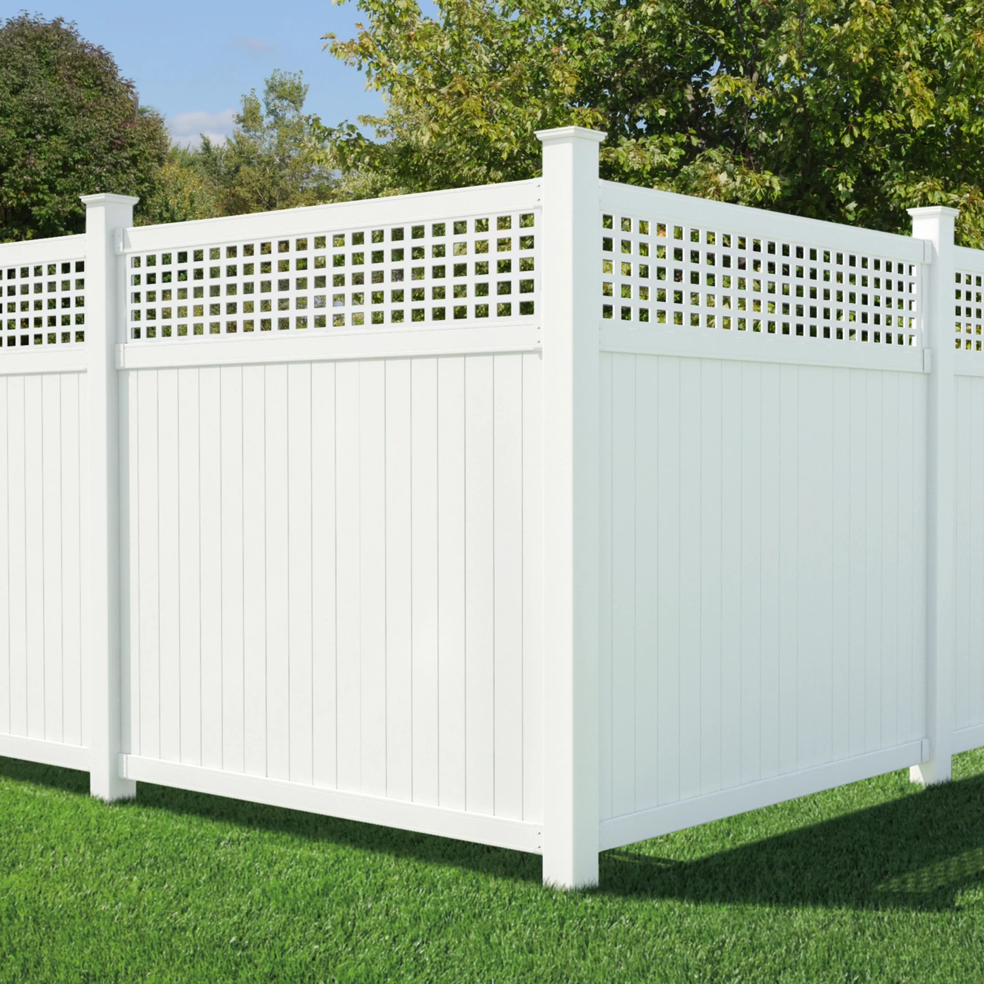 PVC Privacy fence with top lattice